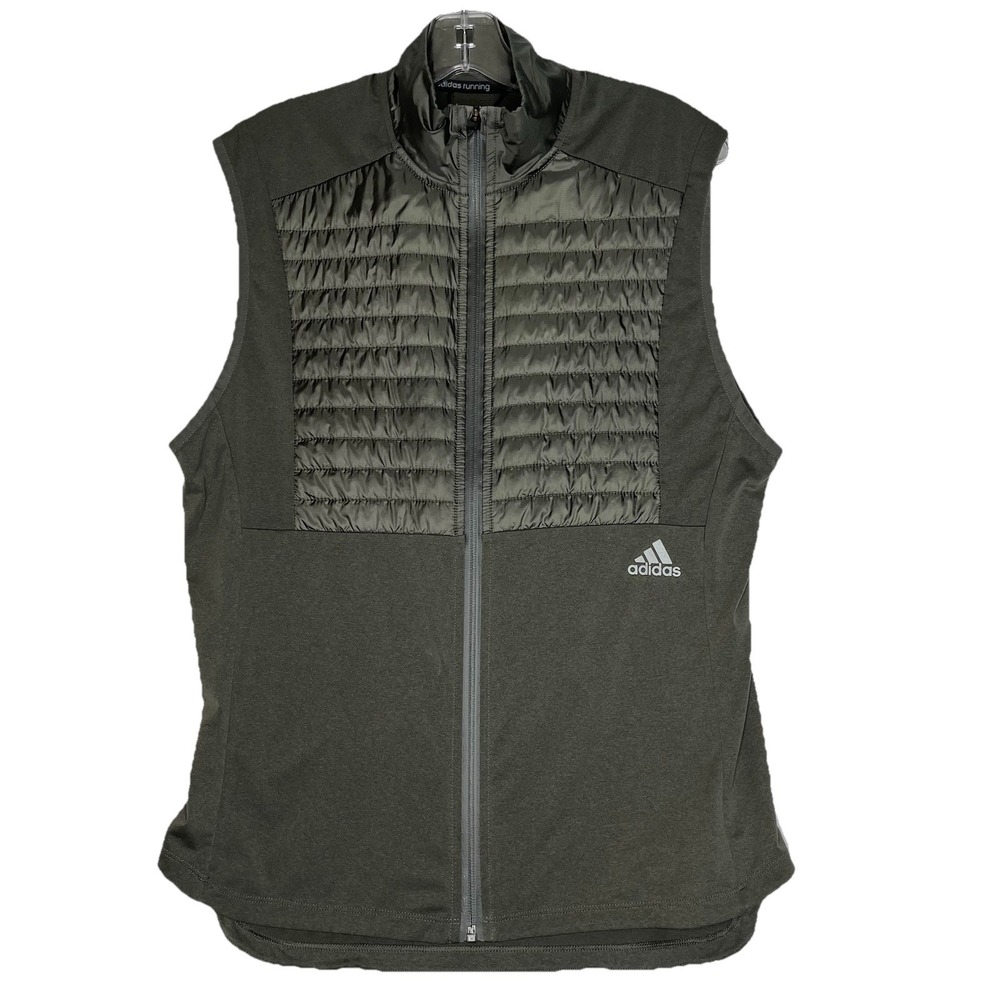 Adidas Running Vest Women's S Olive Full Zip Performance Lightweight Active
